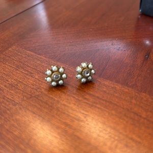 Vintage inspired pearl and faux diamond earrings